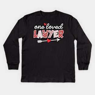 Lawyer Valentines Day T-Shirt - One Loved Lawyer Heart Kids Long Sleeve T-Shirt